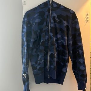 BAPE BLUE CAMO SHARK FULL ZIP HOODIE SZ L
